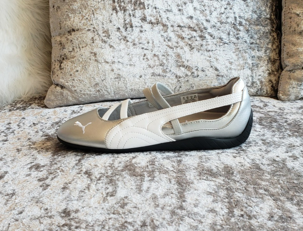 PUMA Speedcat Ballet Metallic Womens Sneakers Silver White Size 10